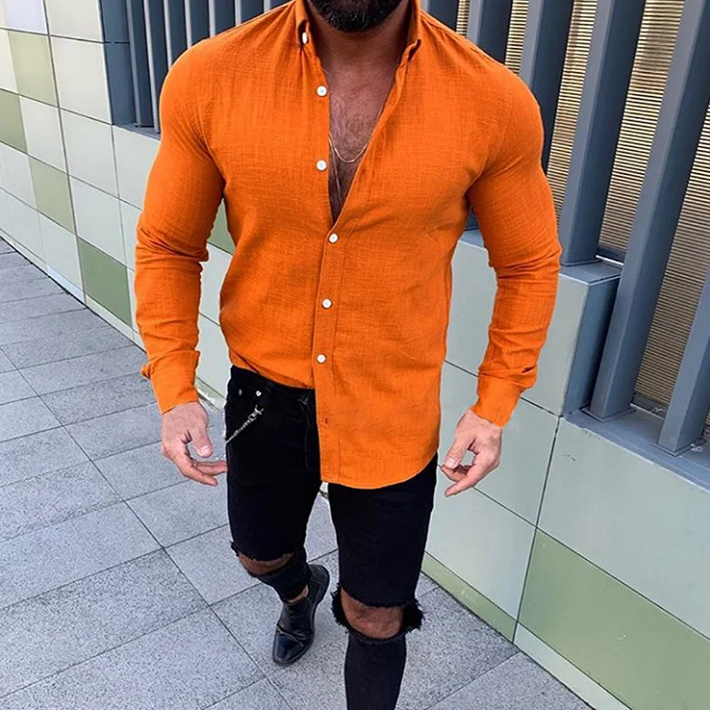 

Ropa De Hombre 2021 Hot Sale Europe America New Long Sleeve Button Lapel Men's Linen Shirt Casual Camisas Para Hombre