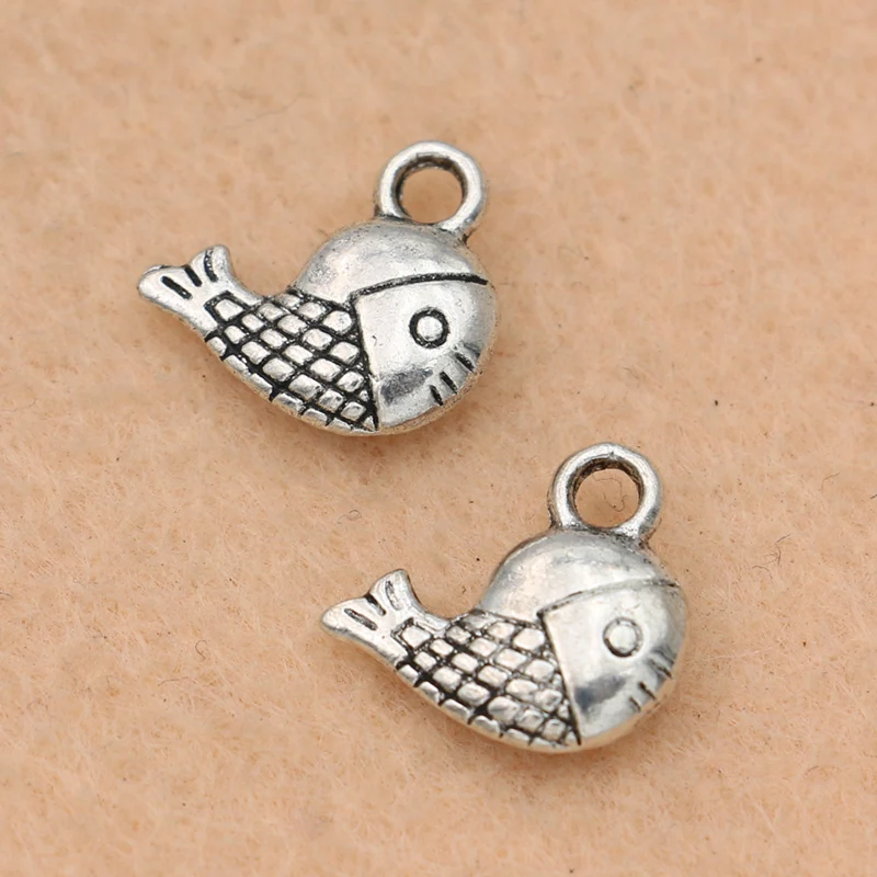 

10pcs Antique Silver Plated Fish Charm for Making Bracelet Jewelry DIY Necklace Accessories 13mm