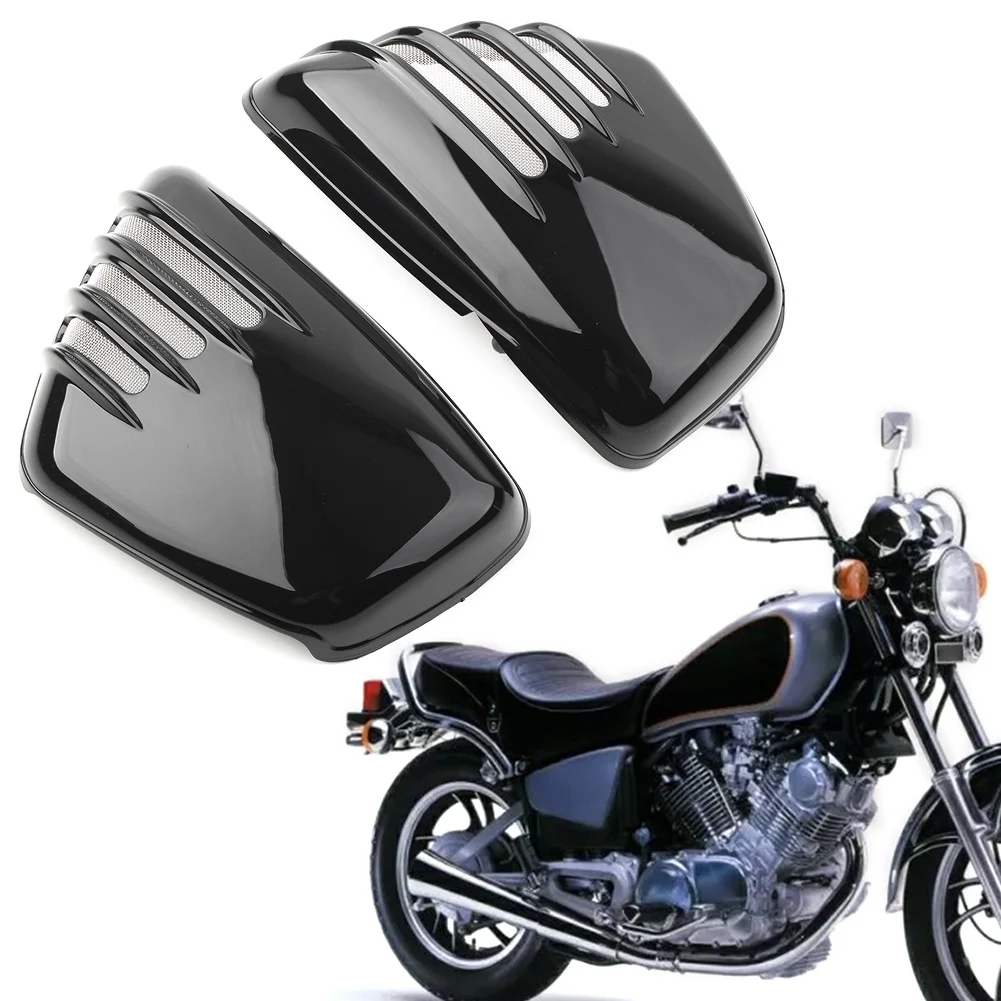 Gloss Black Motorcycle Battery Side Fairing Cover Guard ABS Protector For Yamaha XV700 750 1000 1100 Virago 1984-2020 2Pcs