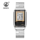 Водонепроницаемые цифровые женские наручные часы, секундомер, ремешок из нержавеющей стали, повседневные модные женские часы, черные светодиодные часы, женские часы