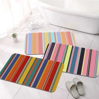 beautiful color stripes printed flannel floor mat bathroom decor carpet non slip for living room kitchen welcome doormat