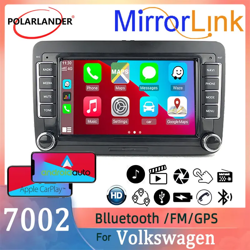 

Автомобильный радиоприемник 7 дюймов 2 Din GPS Android GPS FM Mirror Link Carplay Wifi Bluetooth для Bora Golf VW Polo Volkswagen Passat B6 B7 Touran
