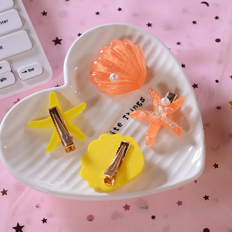 Женские Акриловые зажимы для волос жемчужные металлические заколки с морской