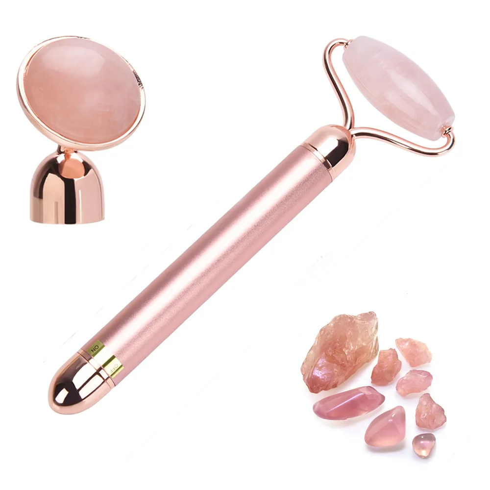 Нефритовый массажный ролик для лица с 2 головками Электрический вибратор