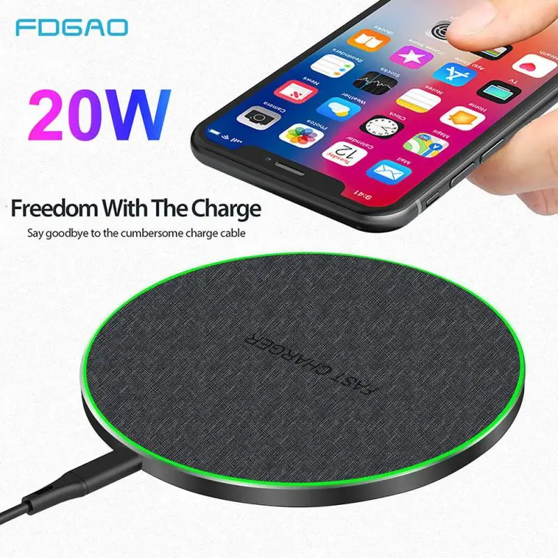 

Беспроводное зарядное устройство 20 Вт Qi для Xiaomi, iPhone, Huawei, Sumsang, быстрое зарядное устройство для iPhone 12 Mini Pro Max, зарядное устройство для телефон...
