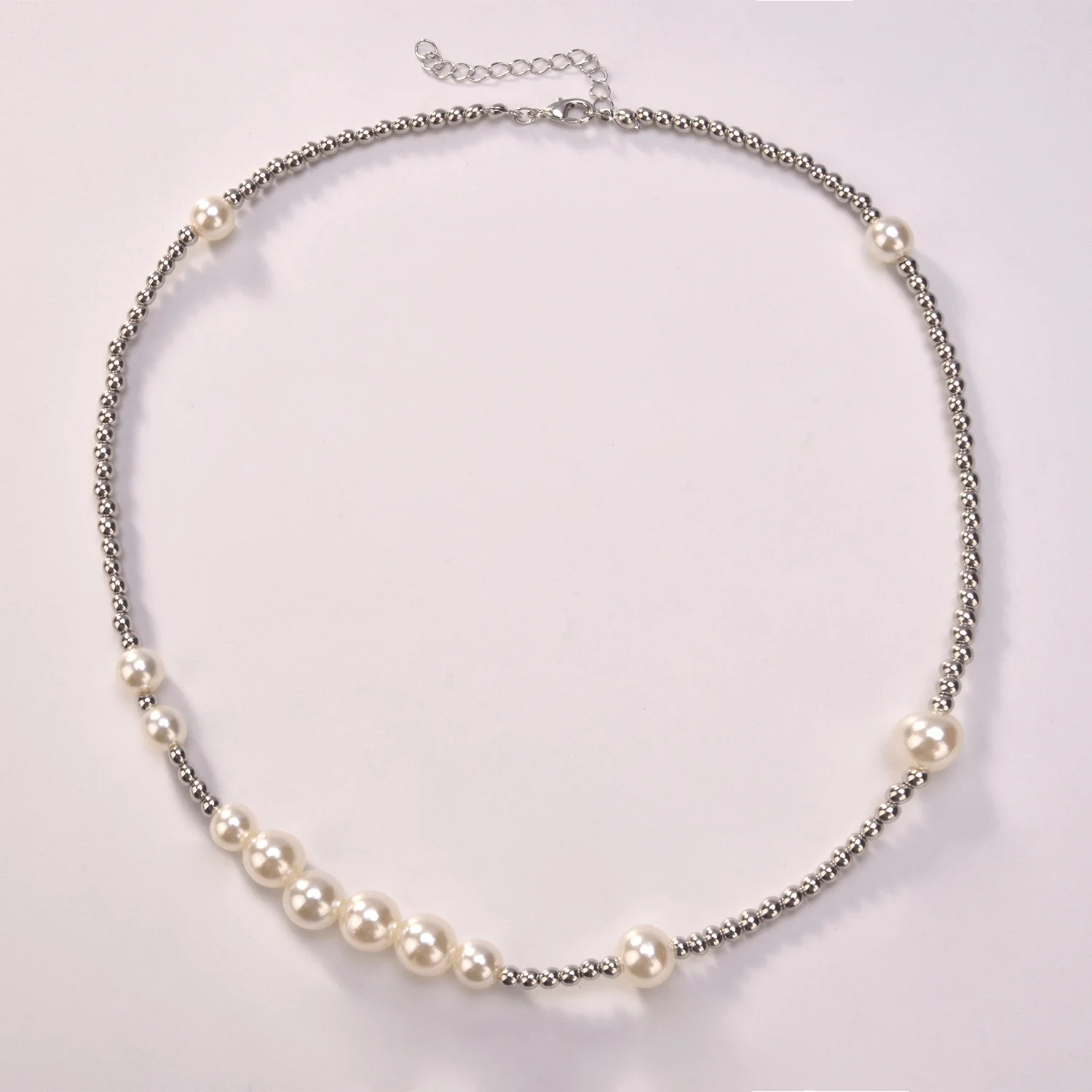 

Korean Trendy Round Beads Strand Necklace for Women Simple Fish Line Pearl Choker Necklace 2021 Fashion Female Punk Jewelry Girl