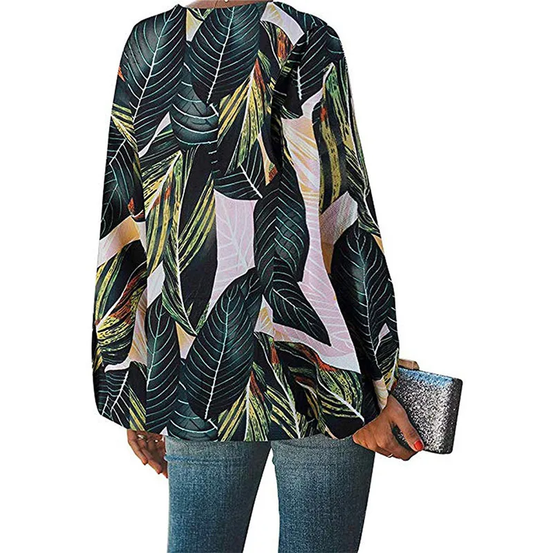 Женская Повседневная футболка с принтом свободная Сексуальная длинным рукавом в