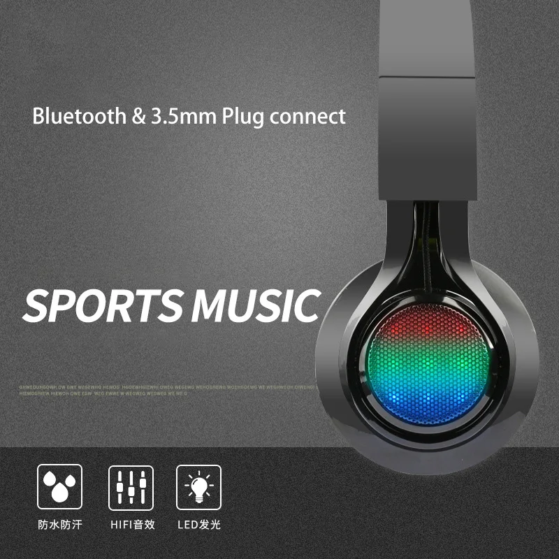 Новое поступление СВЕТОДИОДНАЯ Беспроводная складная гарнитура Super Bass Bluetooth 4 2