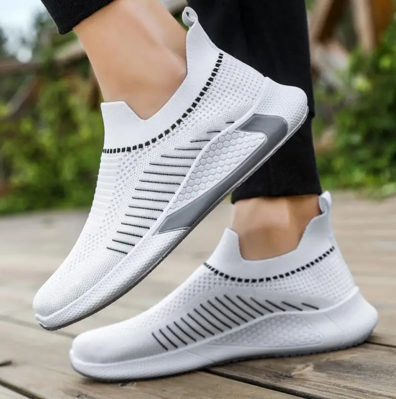

Men Shoes 2021 Breathable White Trendy Sneakers Men Casual Light Walking Big Size Man Tennis Shoe Round Head and Low Top