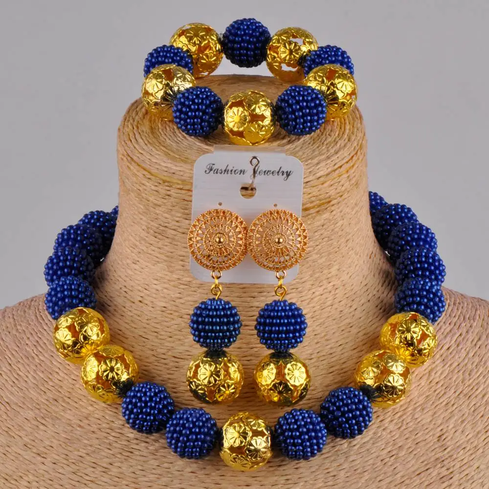

swell royal blue african jewelry set nigerian wedding beads african necklace set FZZ15-05