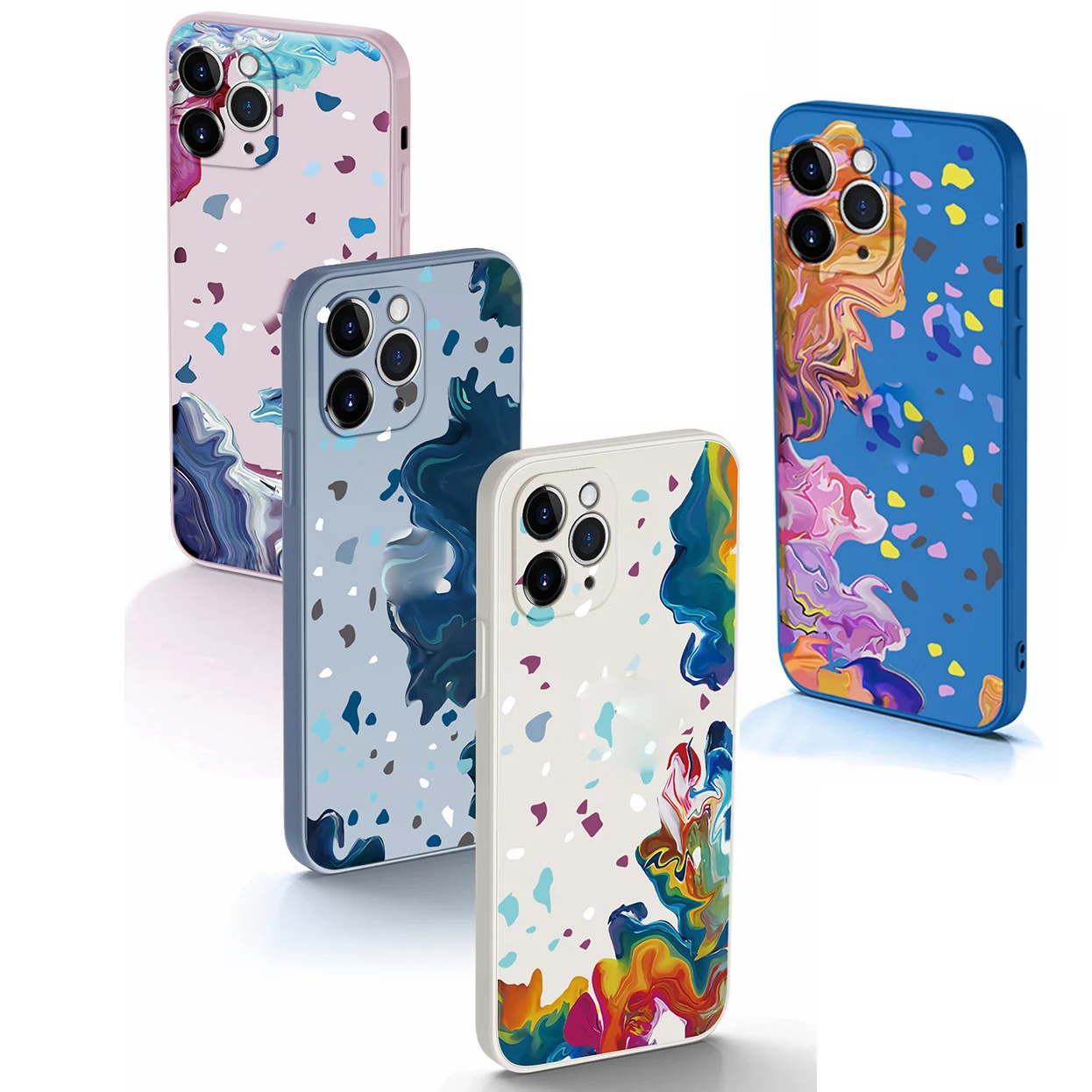 

For iPhone 12 Pro Max Case Wartercolor Graffiti Soft Liquid Silicone Cover for iPhone 11 10 X Xs Xr 6 6s 7 8 Plus 12Mini SE 2020