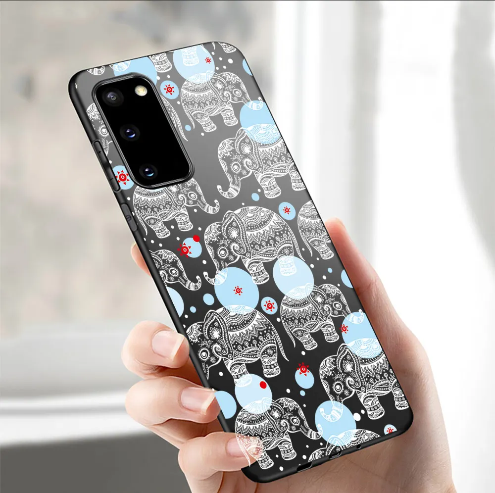 

Cute Elephant Case For Samsung A51 A71 A50 A70 A20 A40 A20E S20 S10 S9 S8 S7 Edge Ultra Puls Note 10 9 8 Plus Black Cover Funda