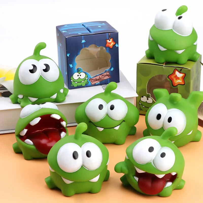 Новый 7 шт./лот см om nom лягушка резать веревку экшн Фигурки игрушки со звуком новые