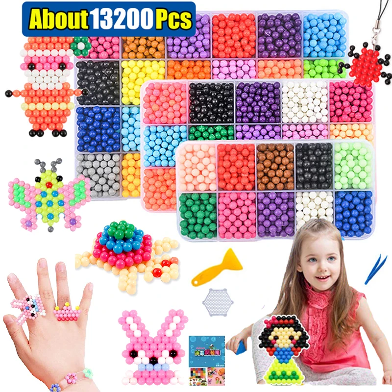 

13200pcs 4.5MM Refill Hama Beads Puzzle Aquabeads DIY Water Spray Beads Set Ball Games 3D Handmade Magic Toys for girls Children