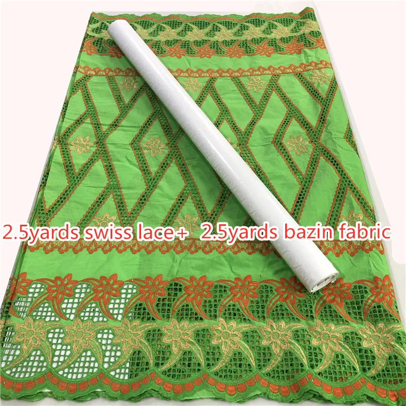 

100% Cotton Swiss Cotton Voile Lace Match African Bazin Riche Brode Fabric 2020 Damask Shadda Guinea Brocade Lace Fabric-ABS30