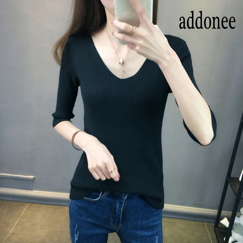 Свитер женский кашемировый шерстяной с V-образным вырезом | Женская одежда