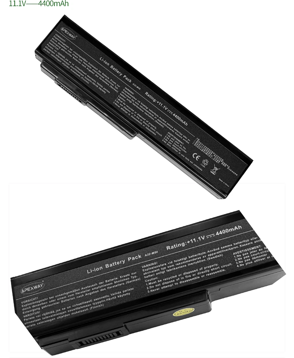 ApexWay Аккумулятор для ноутбука ASUS N61 N61J N61Jq N61V N61Vg N61Ja N61JV N53 M50 M50s N53S A32-M50 A32-N61 A32-X64 A33