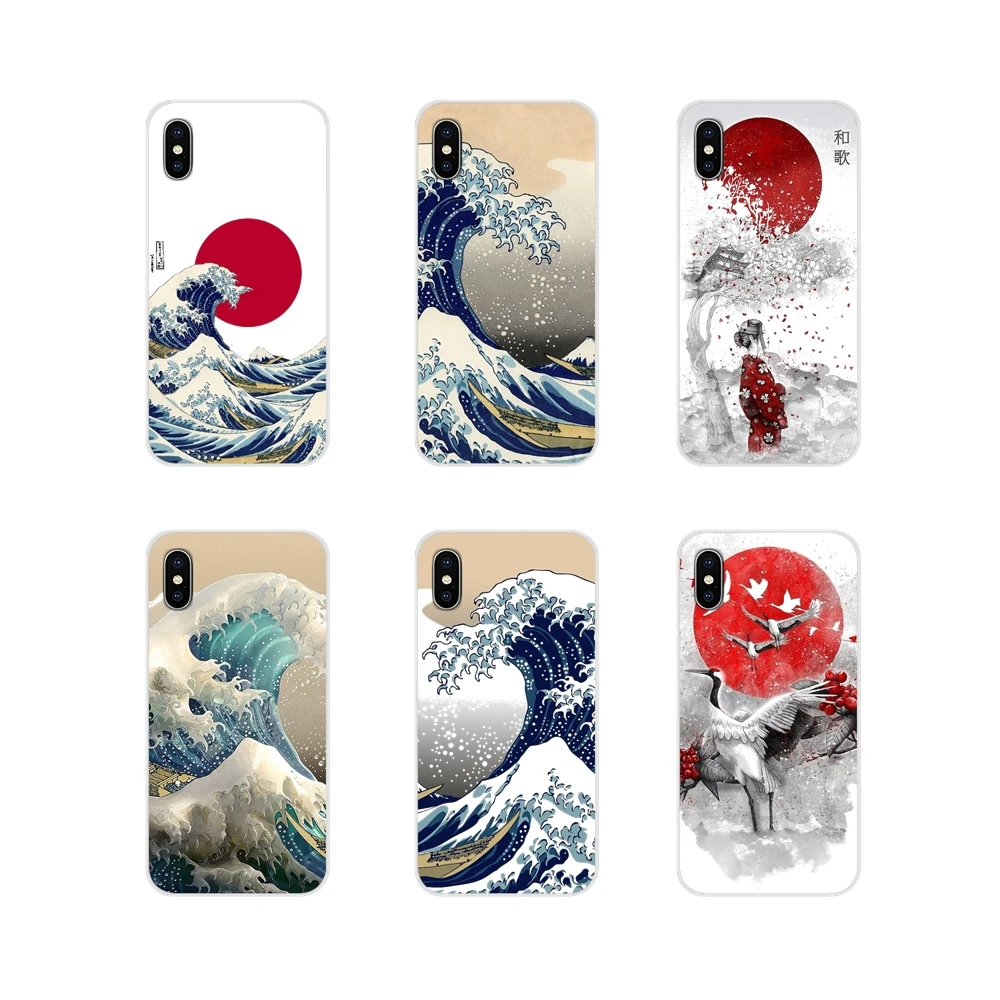 Для Samsung Galaxy A3 A5 A7 A9 A8 Star A6 Plus 2018 2015 2016 2017 Wave Art японский зеленый Illust аксессуары чехлы