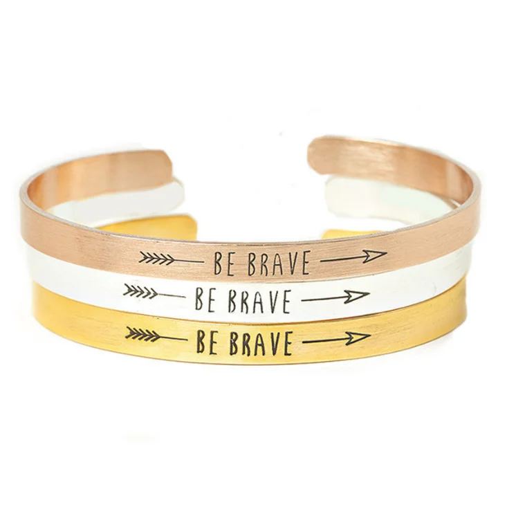 Золотистый Круглый Розовый Серебристый Браслет-манжета с буквами Be Brave Модный