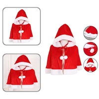 cute santa claus cape hooded costume short contrast color cloak christmas cape xmas cape