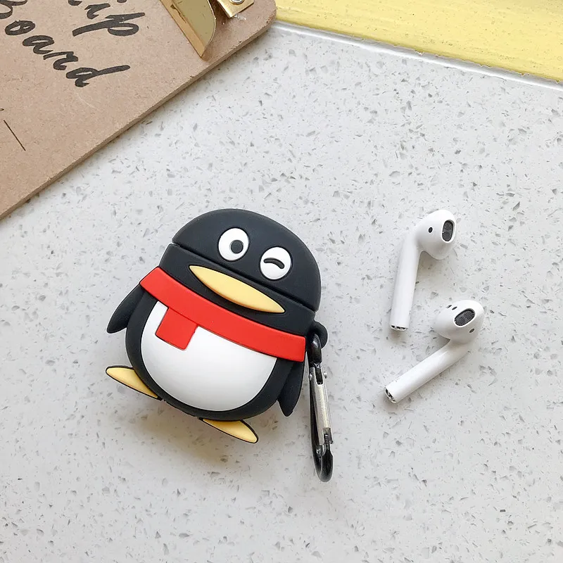 Милый Пингвин QQ чехол для наушников Airpods силиконовый мягкий Bluetooth 1 2 зарядная