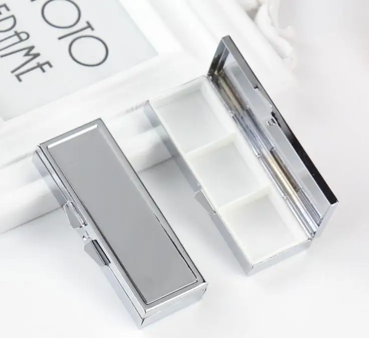 

100PCS Pill box Silver Blank Rectangle Metal Pill Container Free Shipping SN132