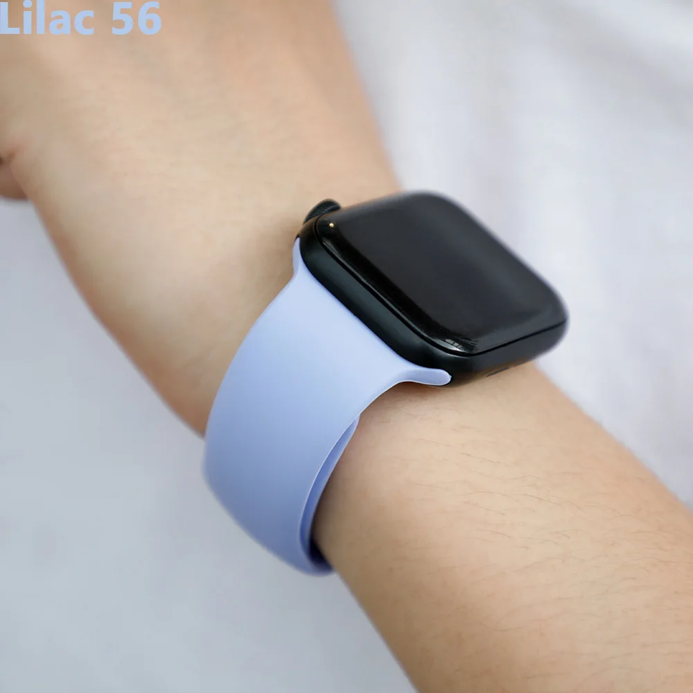 Ремешок для apple watch, ремешок для apple watch 5, 4, 3, iwatch, ремешок 42 мм, 44 мм, 38 мм, 40 мм, браслет Correa, силиконовый ремешок для часов, ремень, аксессуары - Цвет ремешка: Lilac 56