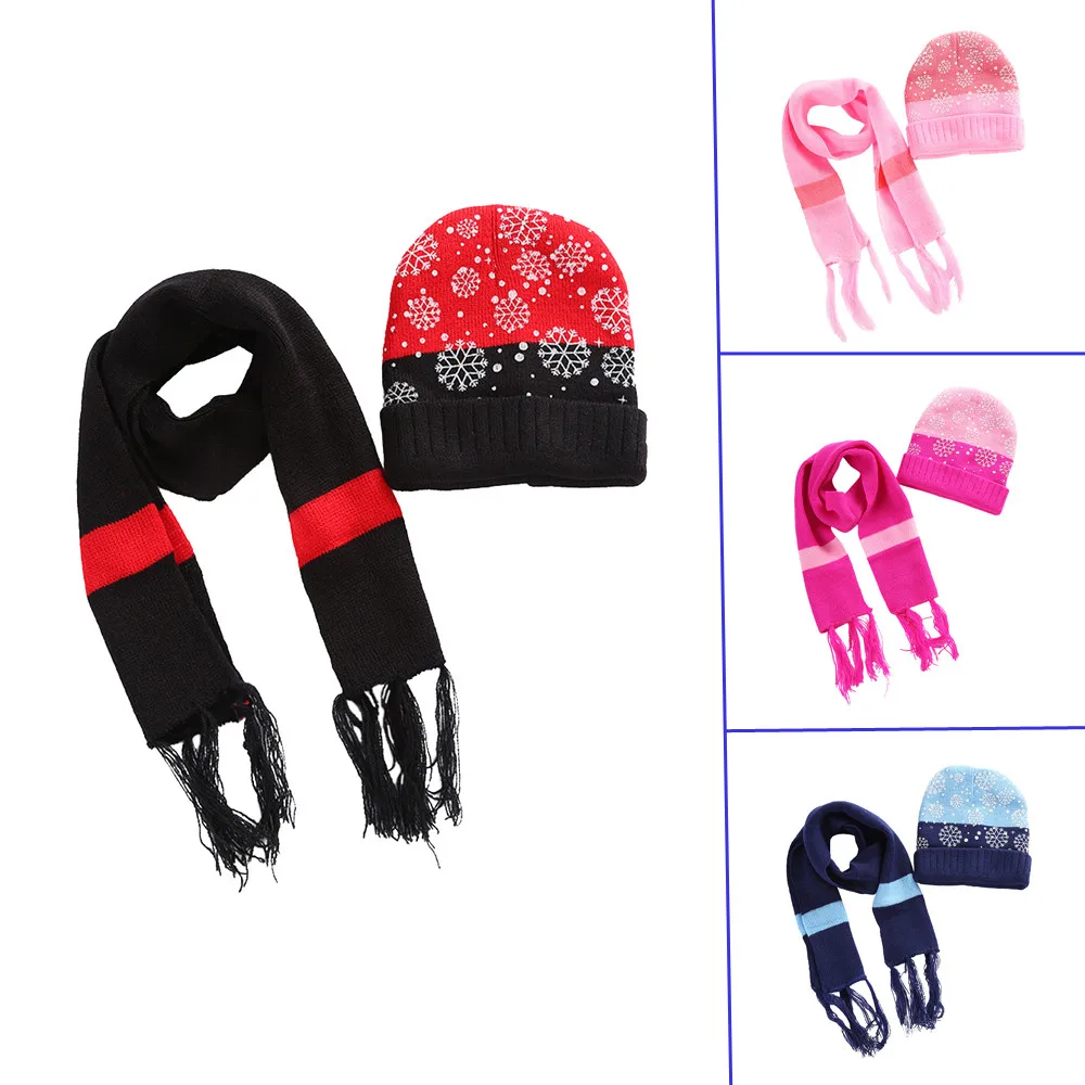 Комплект из 2 предметов Рождественская Детская кепка шарф Зимняя Шапка бини