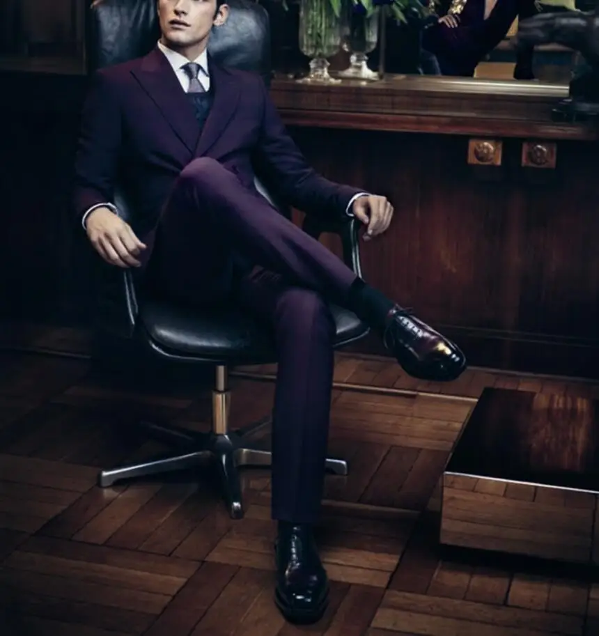 

Custom Made tuxedo jacket men suit costume homme 2020 Purple Groom Tuxedos Handsome Men's Wedding Prom Suits (Jacket+Pants+Tie)