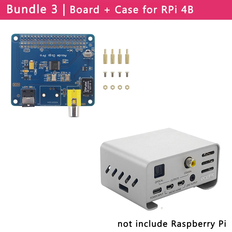 For Pi 4B Raspberry Pi 4 AOIDE HIFI DiGi Pro цифровая звуковая плата расширения | Чехол из алюминиевого сплава для Raspberry Pi 4 модель 3B+/3B - Цвет: For Pi 4B