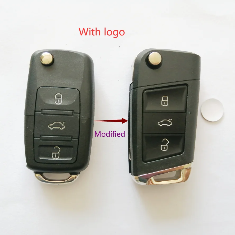 Откидной складной чехол с логотипом 3 кнопками для VW Golf 4 5 Passat b5 b6 polo Touran сиденье