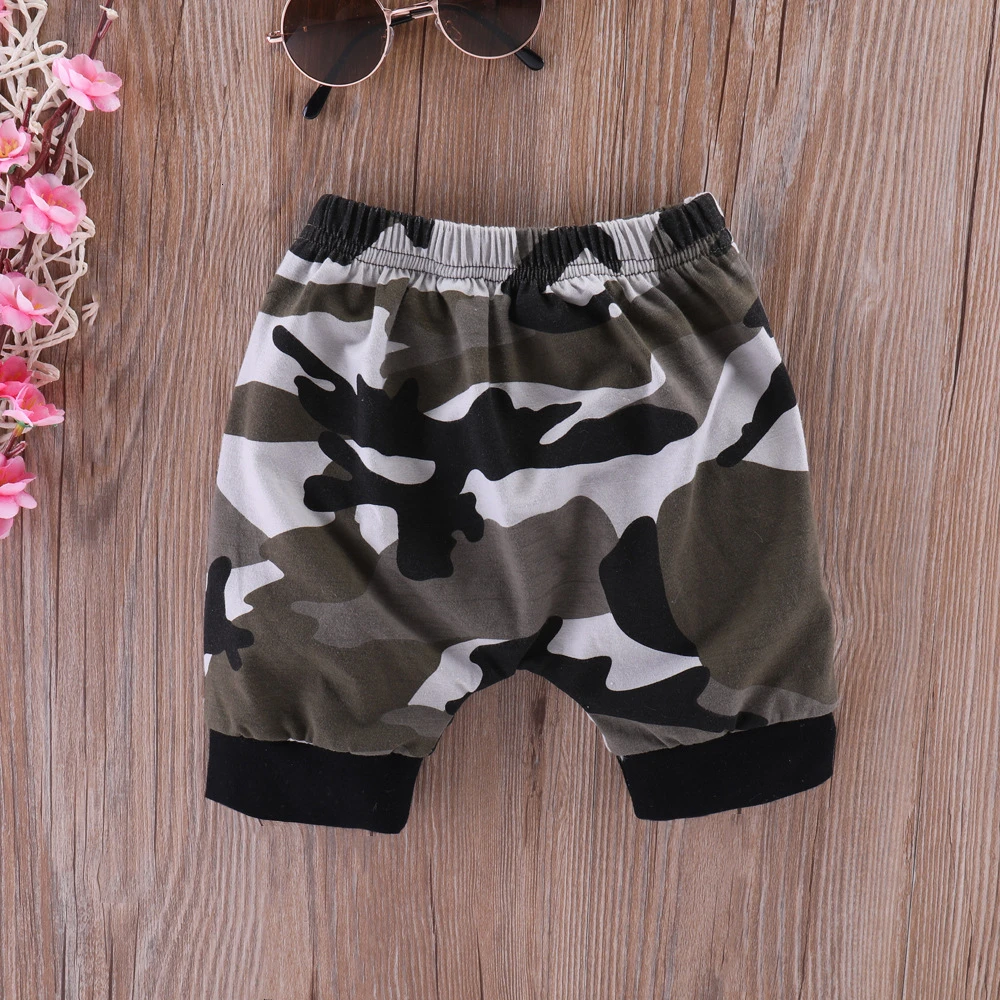 

Fashion Newborn Baby Boys Clothes Set Short Sleeve Toddler Clothing Black Letter Print Tops + Camo Pant 2Pcs Infant Baby Outfits