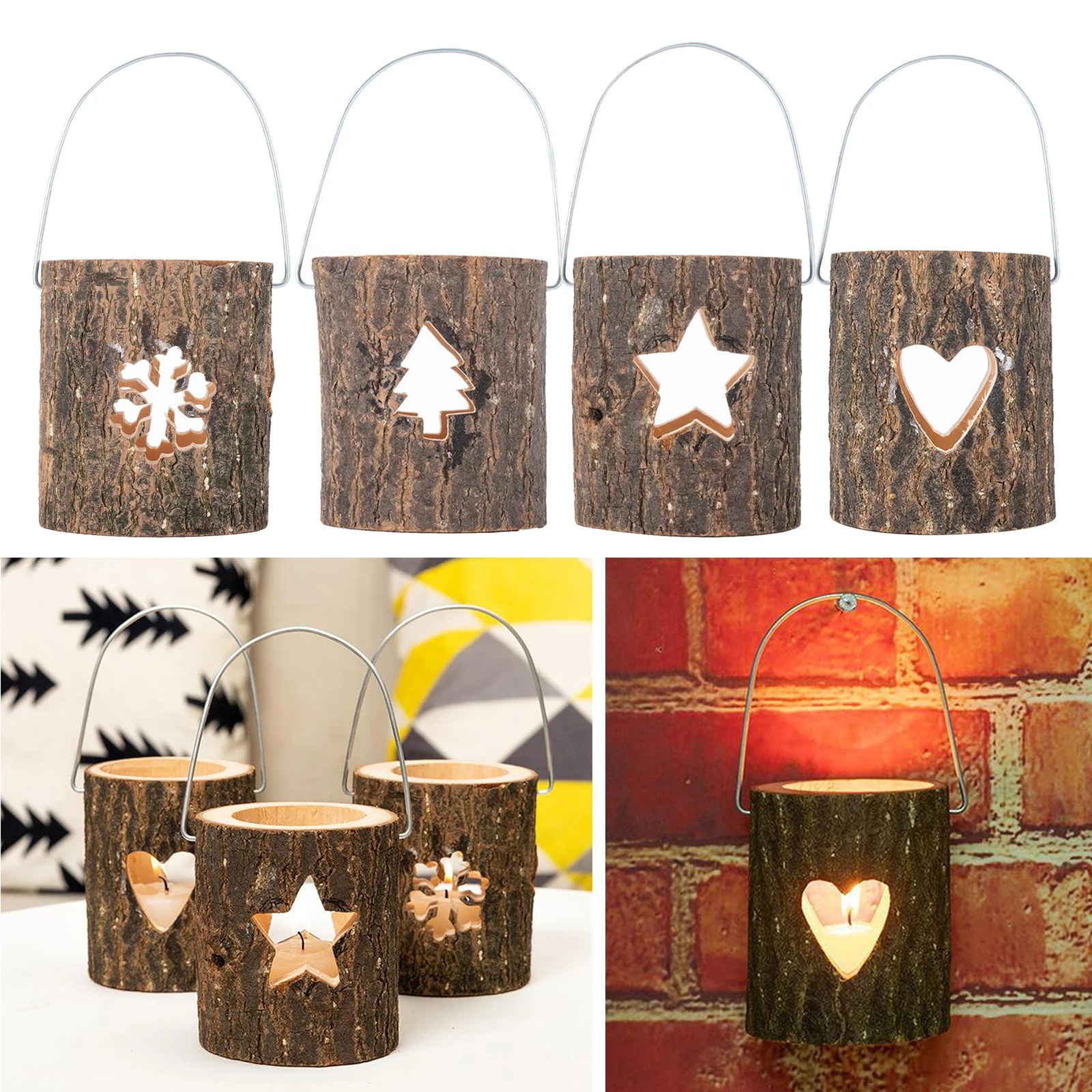 

Wooden Tealight Candle Holder for Rustic Wedding Party Birthday Holiday Decor