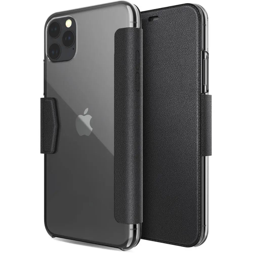 Black X-Doria флип-чехол-бумажник для iPhone 11 Pro Max Роскошный чехол-книжка из искусственной кожи для iPhone 11 чехол со встроенным слотом для карт - Цвет: Black
