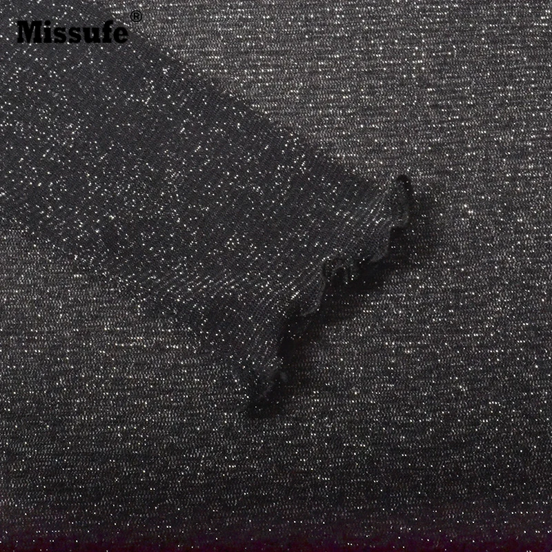 Missfue Mesh Shine пуловер укороченный топ кружевной воротник сексуальные вечерние