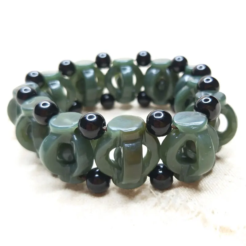 Новинка 2020 браслет из натурального нефрита с полыми бусинами винтажный