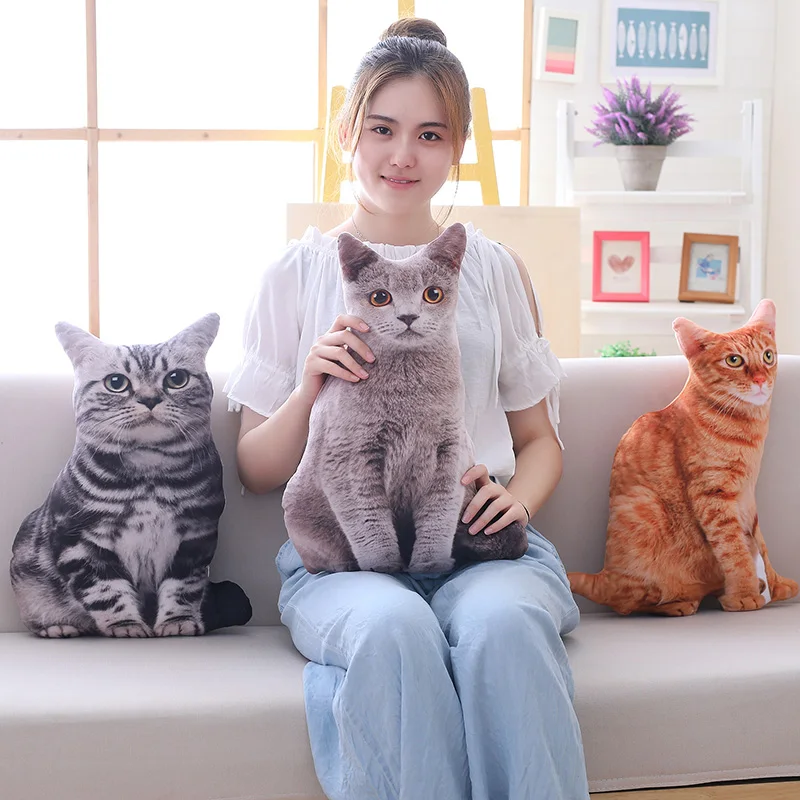 

50cm Simulation Plush Cats Plush Pillows Soft Stuffed Lifelike Animals Cushion Sofa Decor Cartoon Toys for Children Kids Gifts