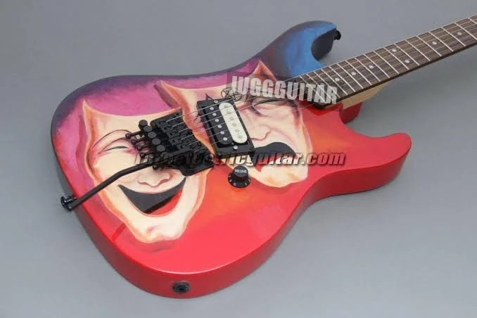 

Hand Work Motley Krame Baretta Mick Mars Theater of Pain Red Purple Electric Guitar Floyd Rose Tremolo, Black Hardware