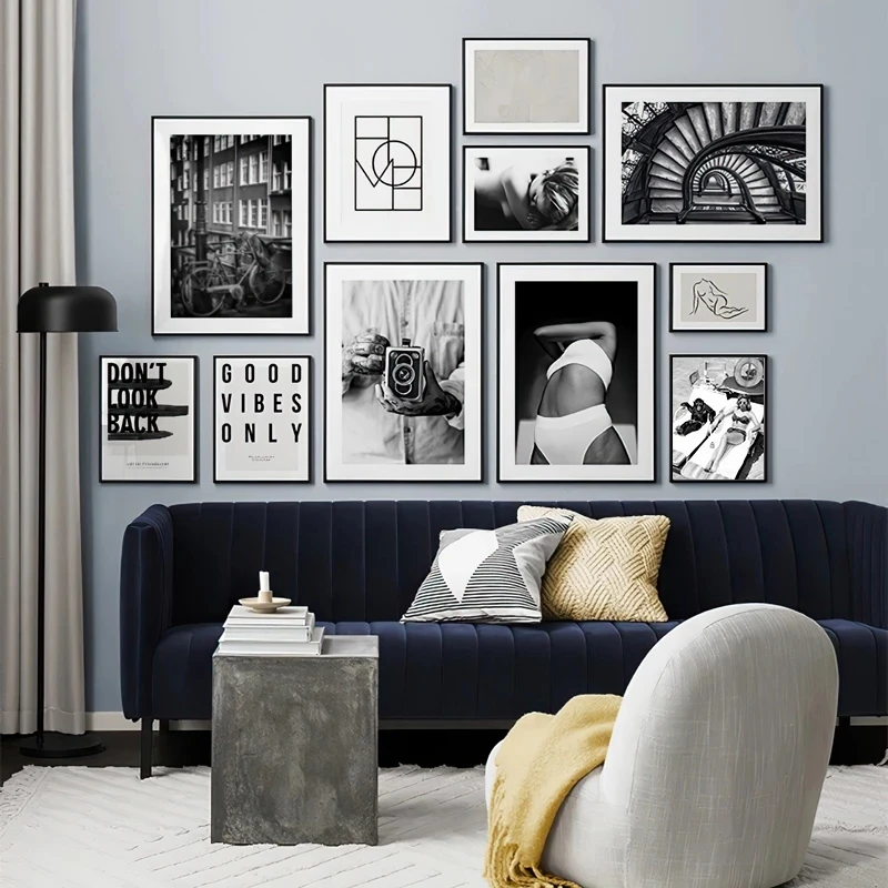 

Black And White Poster Bicycle Print Girl Body Posters Camera Prints Nordic Canvas Painting Vintage Wall Pictures Home Decor