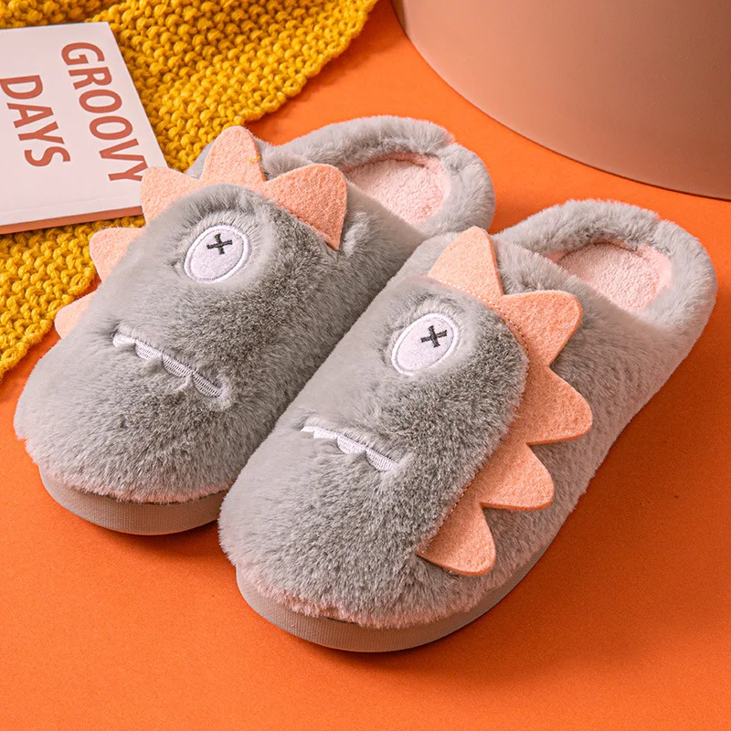 

High Quality Silent Cartoon Pattern Adult Slippers, Ladies Winter House Slippers, Warm Fur Short Plush Non-Slip Slippers