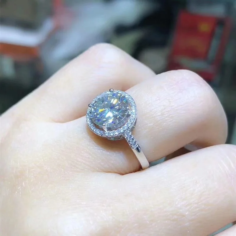 Kkmall Store круглое серебряное кольцо Moissanite 3.00ct D VVS роскошное кольцо Moissanite серьги-гвоздики Moissanite серебряное кольцо 925