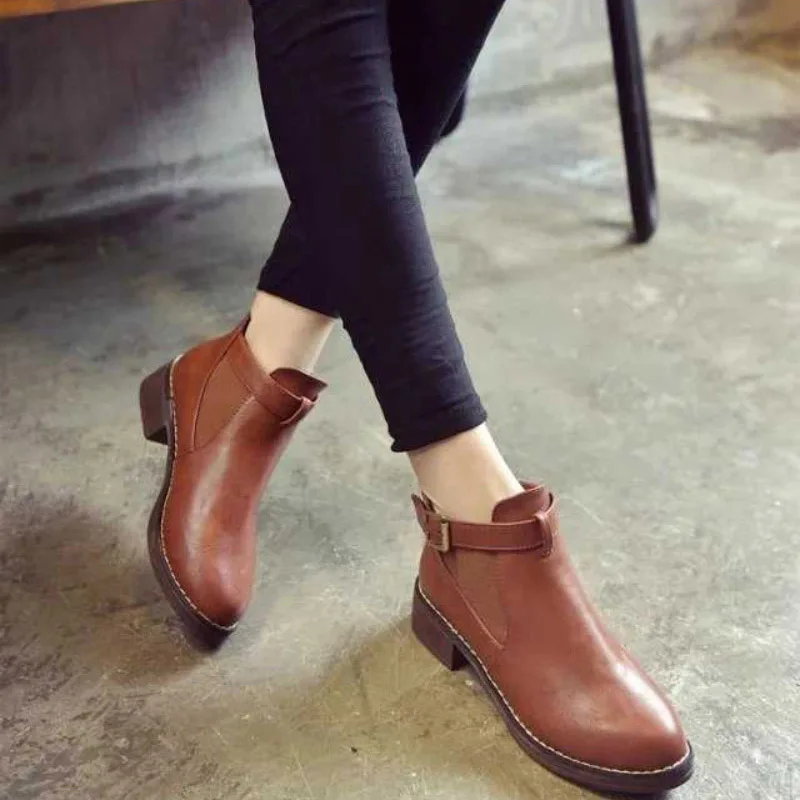 Bishen/осенне зимние ботинки женские ботильоны из искусственной кожи женская обувь