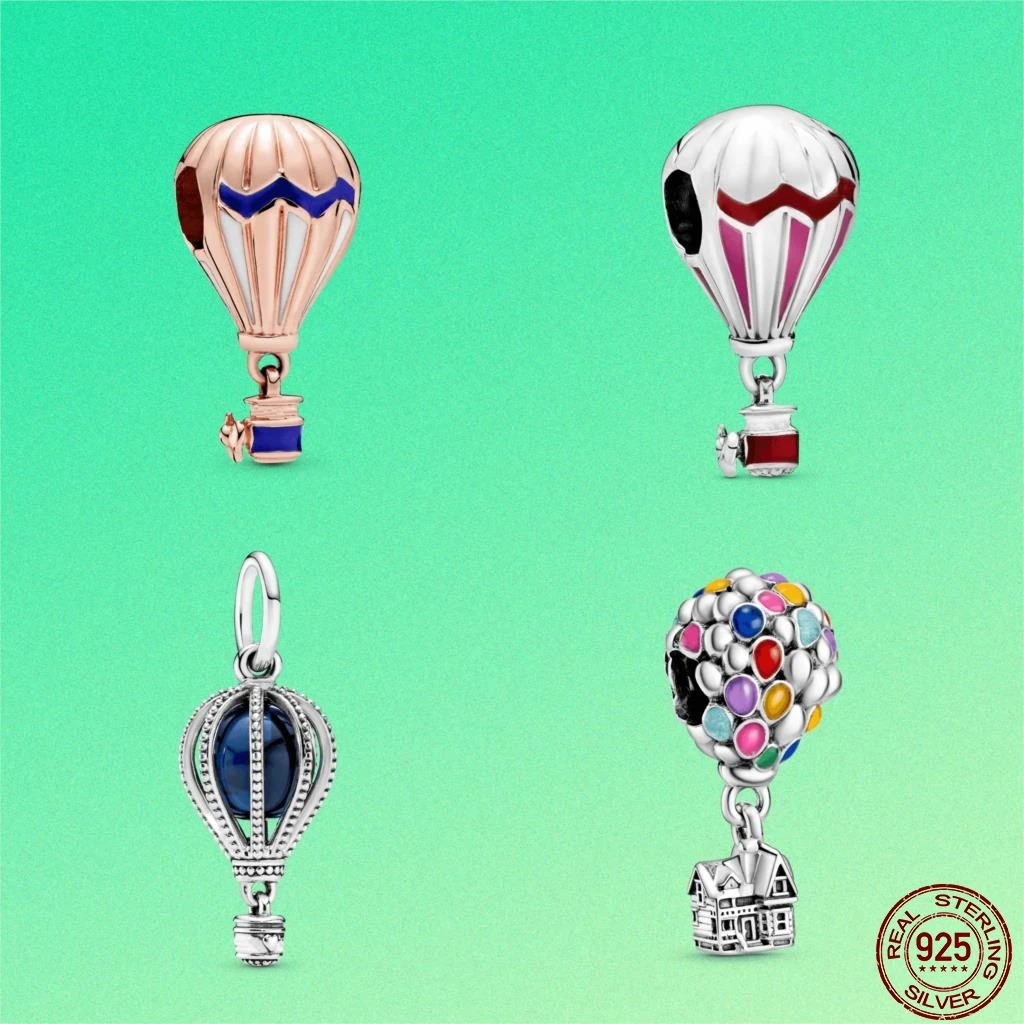 

2020 style rose Blue air balloon Charm silver colour beads Charms Fit Original Pandora Bracelet Bangles Jewelry making