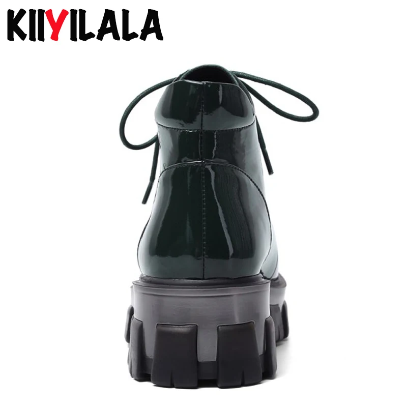 Женские ботинки челси на платформе Kiiyilala из натуральной кожи квадратном каблуке