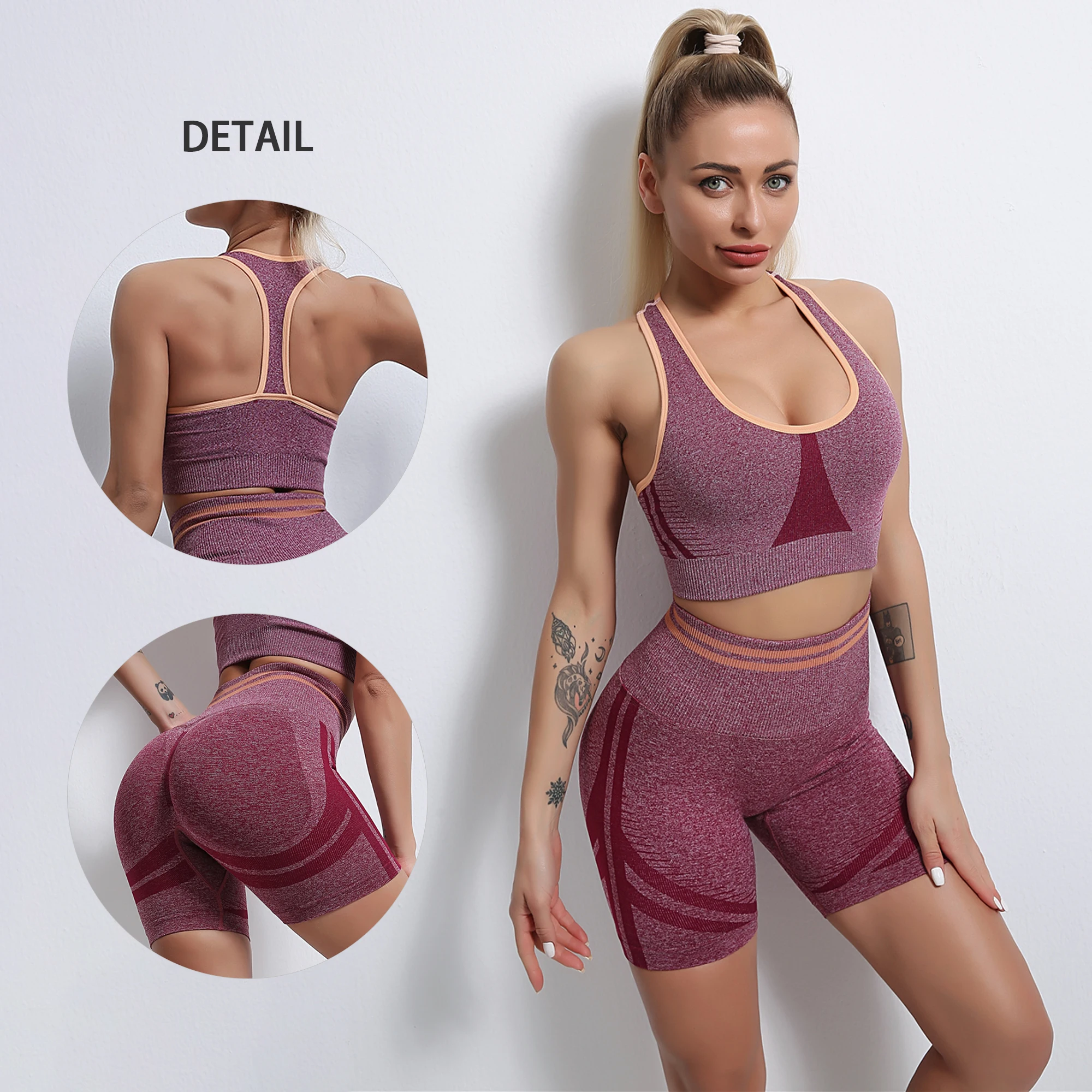 

Seamless Women Yoga Set High Waist Yoga Pants Gym Clothing Women Sportswear Sport Shorts Sports Bra Workout Sports Set Fit