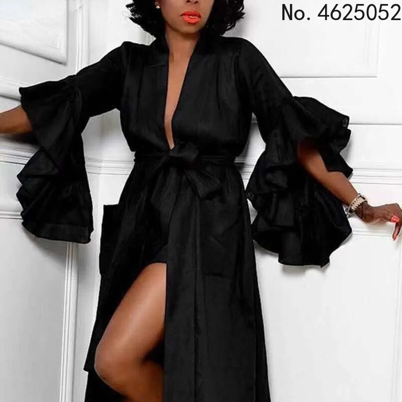 

Платье-Макси женское с глубоким V-образным вырезом, черное