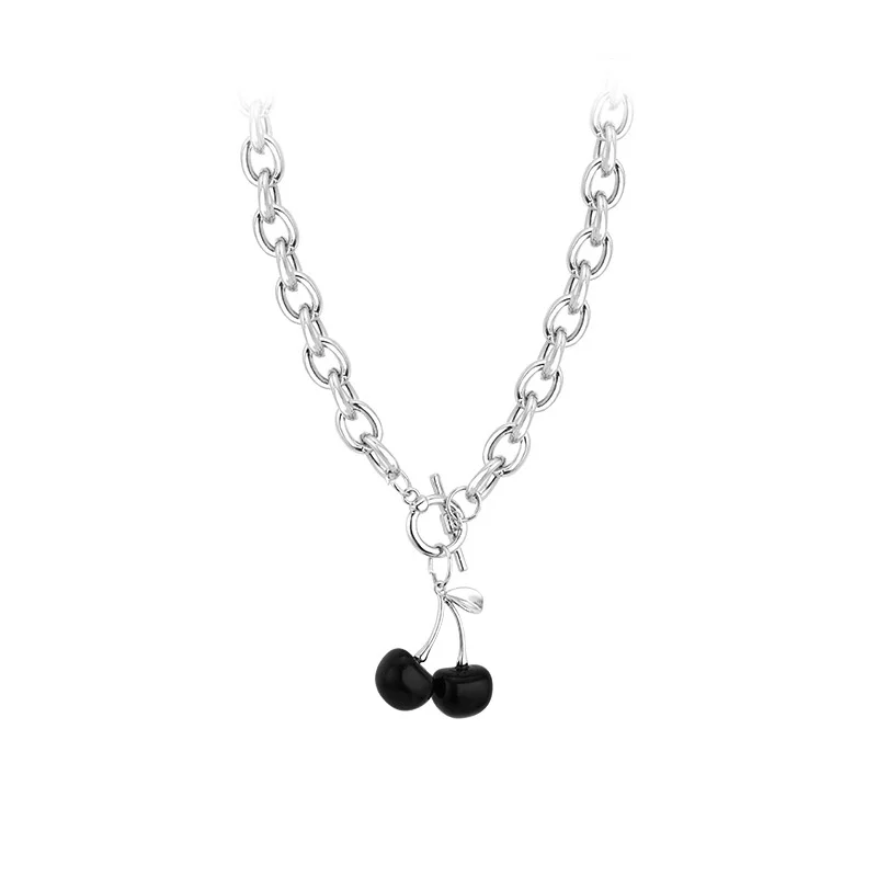 2021New dark black style cherry titanium steel necklace gift indifference clavicle chain female punk crowd simple neck Jewelry - купить по