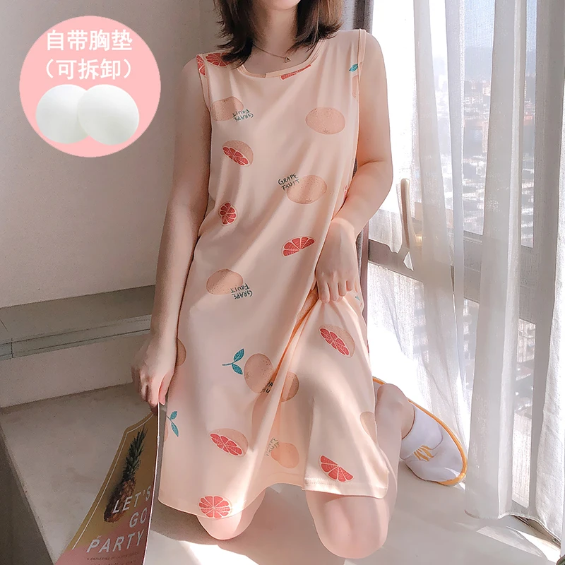 Ночная рубашка женская летняя Студенческая с коротким рукавом Милая подкладом