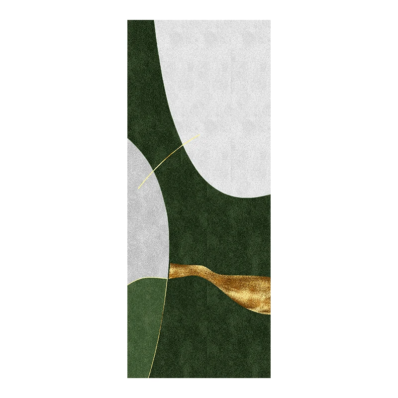 

Nordic style green geometric runner rug , post modern home decoration bedside carpet