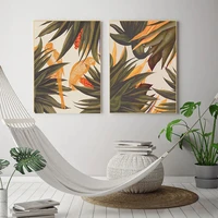 abstract poster colorful tropical jungle leaves wild fruit bird wall art canvas painting living room interior home decoration